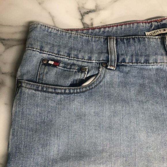 vintage tommy hilfiger shorts high rise light wash size 14 jean mom 4.5 inseam - Picture 4 of 11